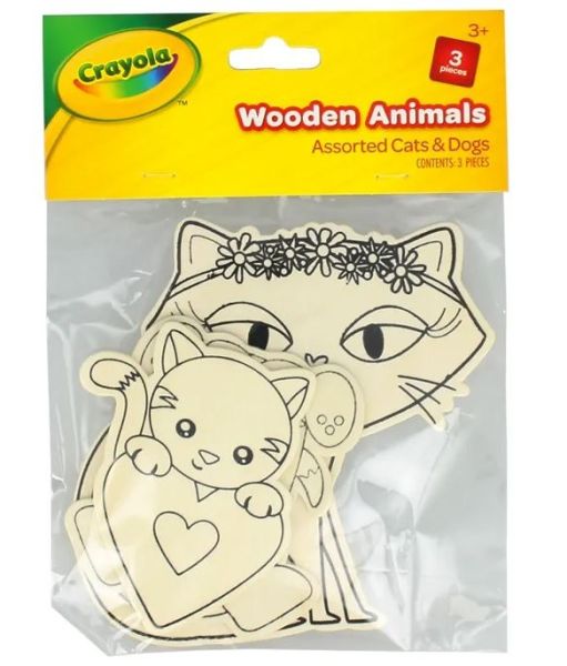 Crayola Wooden Animals - Assorted Cats & Dogs - Pack of 3