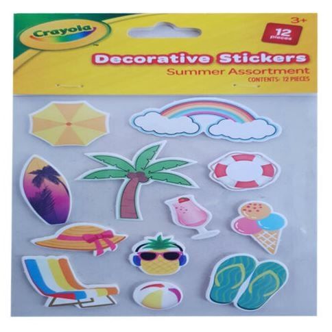 Crayola Decorative Summer Stickers - Assorted Stickers - Pack of 12