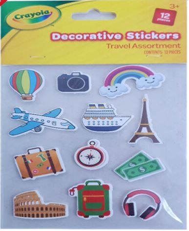 Crayola Decorative Travel Stickers - Assorted Stickers - Pack of 12