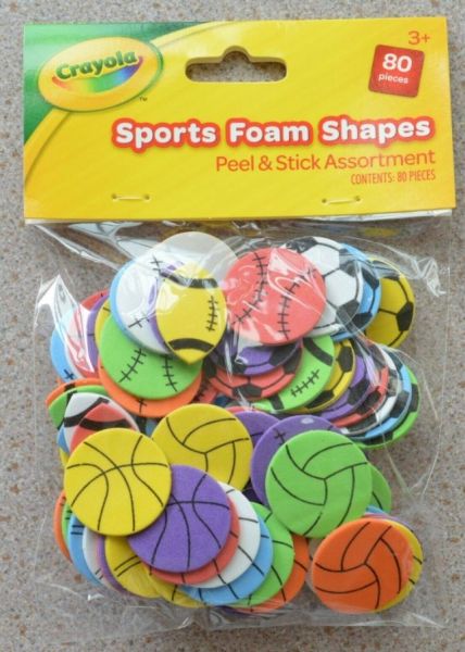 Crayola Sports Foam Shapes - Assorted Shapes and Colours - Pack of 80