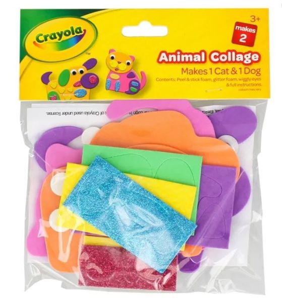 Crayola Animal Collage Kit - Cat & Dog - Colours May Vary