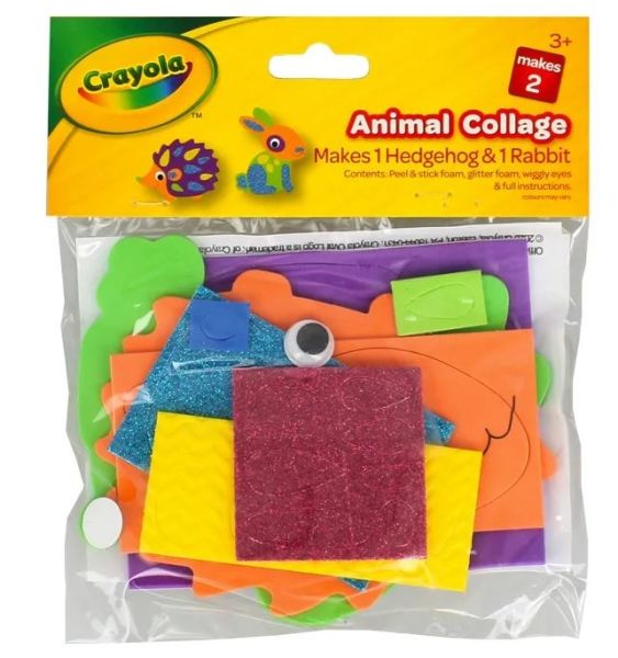 Crayola Animal Collage - Hedgehog & Rabbit - Colours May Vary