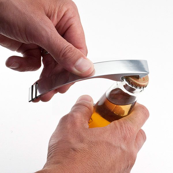 CURVED SILVER BOTTLE OPENER-L