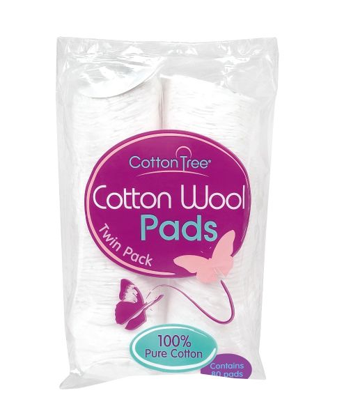 COTTON TREE ROUND COTTON WOOL PADS - TWIN PACK - PACK OF 80