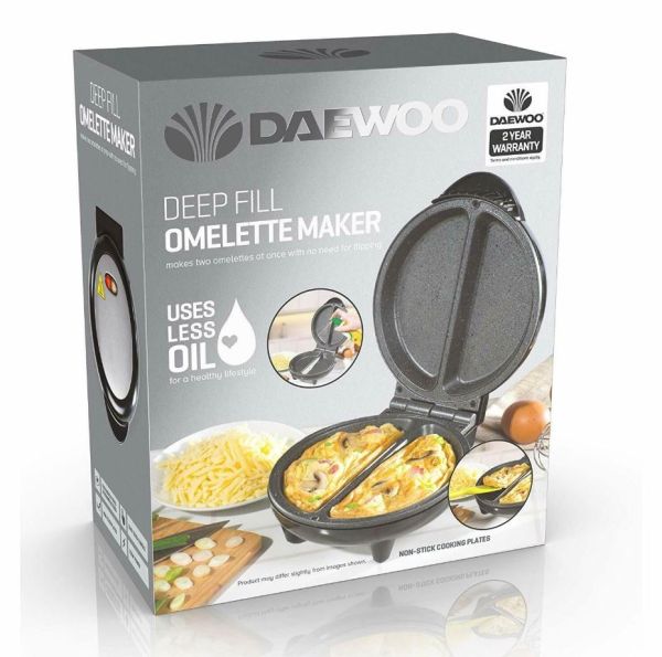 Daewoo Deep Fill Omelette Maker with 2 Years Warranty - 24.5 x 20.5 x 11.5cm