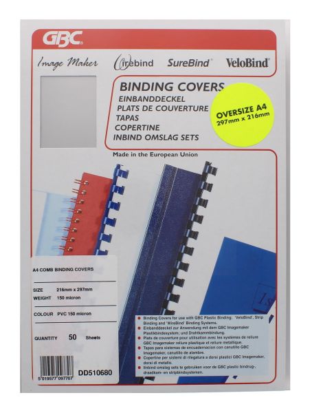 A4 COMB BINDING COVERS 50 PACK