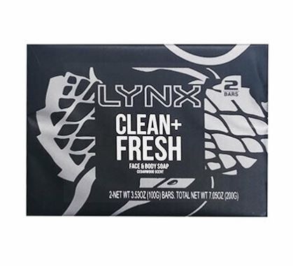 Lynx Face & Body Soap - Clean Fresh - 200g - Pack of 2 