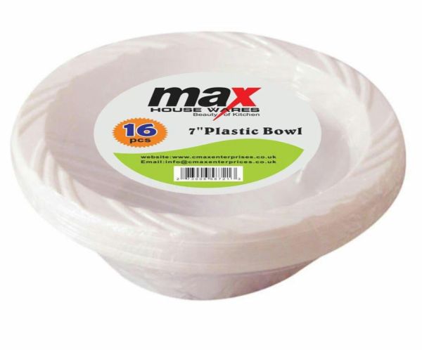 Disposable Plastic Bowl - 7 Inch - Pack Of 16