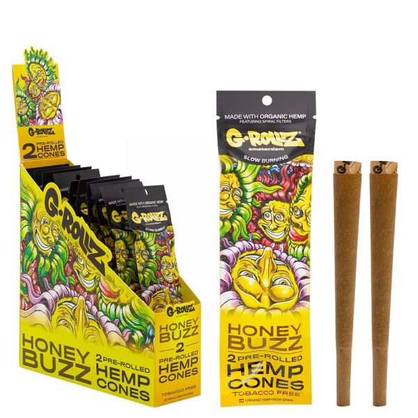 G-ROLLZ KING SIZE 2 HEMP CONES - HONEY BUZZ - PACK OF 12