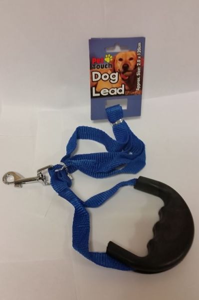 Dog Lead With Rubber Handle - Assorted Colours
