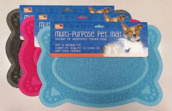 Pet Touch Multi-Purpose PVC Pet Mat - Oval Paw - 40 x 26cm - Assorted Colours