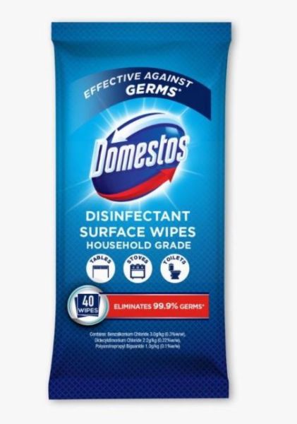 Domestos Multipurpose Disinfecting Surface Wipes - Pack of 40