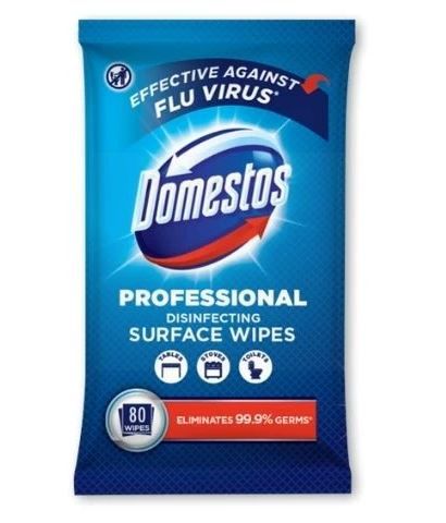 Domestos Professional Multipurpose Disinfecting Surface Wipes - Pack of 80