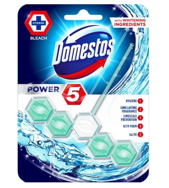 Domestos Power 5 Toilet Rim With Whitening Ingredients - Bleach - 55G