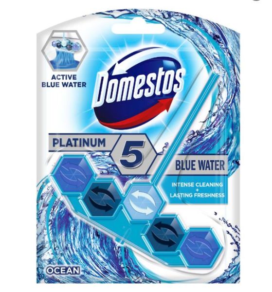 Domestos Platinum 5 Toilet Rim - Blue Water - Ocean - 55G