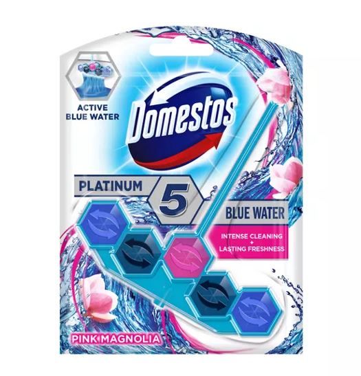 Domestos Platinum 5 Toilet Rim - Blue Water - Pink Magnolia - 55G