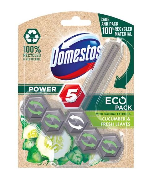 Domestos Power 5 Toilet Rim - Eco Pack - Cucumber & Fresh Leaves - 55G