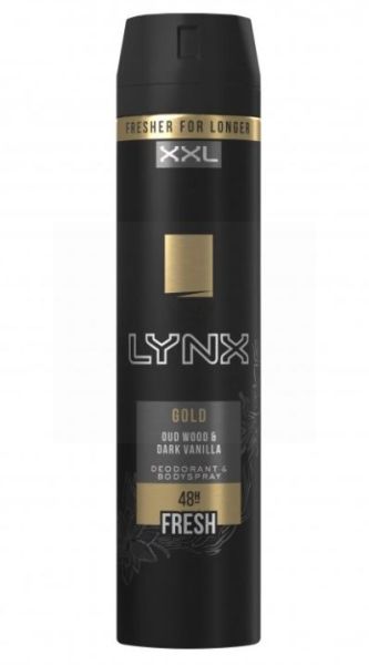 Lynx Gold Deodorant & Body Spray - 48 Hour Fresh - Oud Wood & Dark Vanilla - 250ml