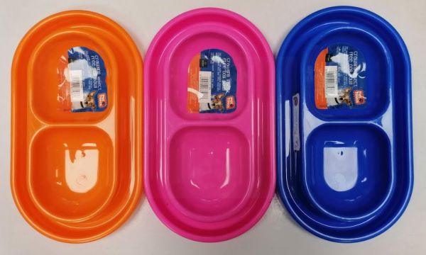 Pet Touch Crawling Insect Free Double Dog Bowl - 22 x 10cm - Assorted Colours 