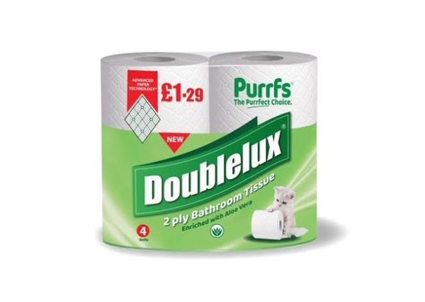 Purrfs Double Lux Fragranced Bathroom/Toilet Tissue Rolls with Aloe Vera - 2 Ply - White - Pack of 4 - Price Marked £1.29