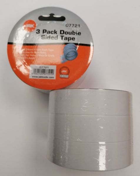 JAK Adhesive Double Sided Tape - 24mm x 10m - Pack of 3