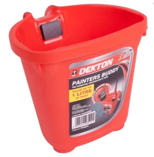 Dekton Painters Buddy with Magnetic Brush Holder - Red - 1 Litre 