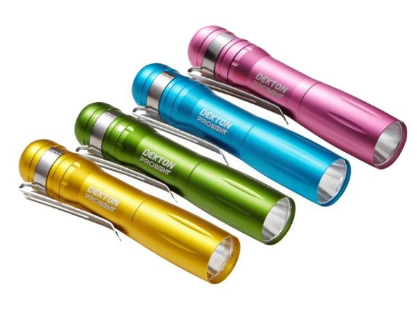 Dekton Pro Light XF25 Stealth Flashlight with Battery & Clip - 25 Lumens - 9.5cm - Assorted Colours