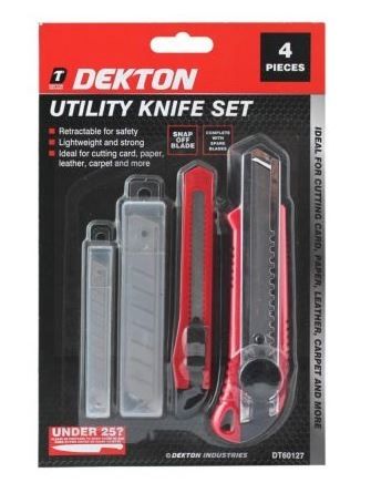Dekton Utility Knife Set - Red - Pack of 4