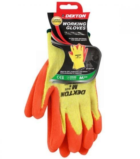 Dekton Latex Coated Working Gloves - Orange/Yellow - Size: 8 - Medium