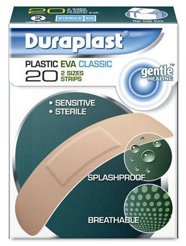 Duraplast Plastic Eva Classic Outer Sterile Plasters - Pack Of 20 - 2 Sizes Strips
