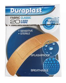 Duraplast Fabric Classic Sterile Gentle Healing Plasters - Pack Of 20 - 2 Sizes Strips