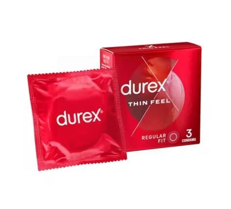 Durex Thin Feel Condoms - Regular Fit - Pack Of 3 - Exp: 12/26