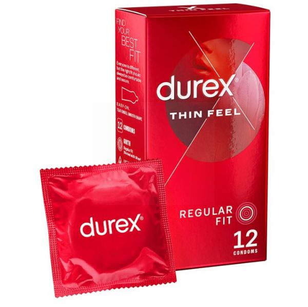 Durex Thin Feel Ultra Thin Condoms - Regular Fit - Pack Of 12 - Exp: 01/27