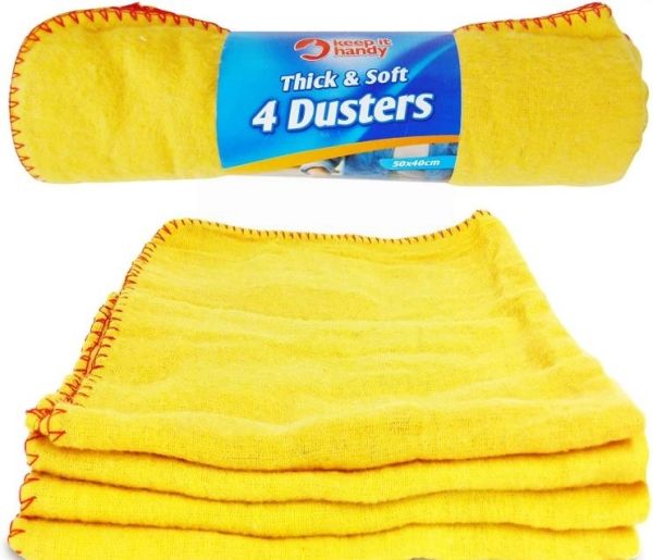 Keep it Handy Thick & Soft Dusters - Yellow - Pack of 4 - 50 x 40cm