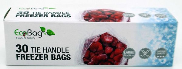 Eco Bag Superior Quality Freezer Bags with Tie Handle - Large - 30 x 50cm - Pack of 30