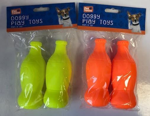 Pet Touch - Squeaky Doggy Play Toy Bottle - Colours Vary