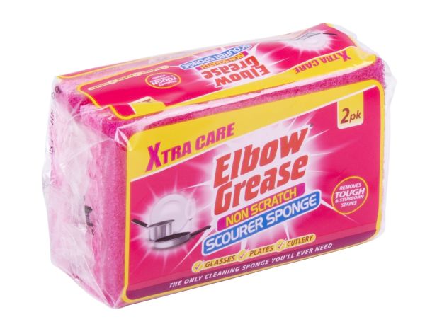 ELBOW GREASE NON SCRATCH SCOURER SPONGE - PACK OF 2