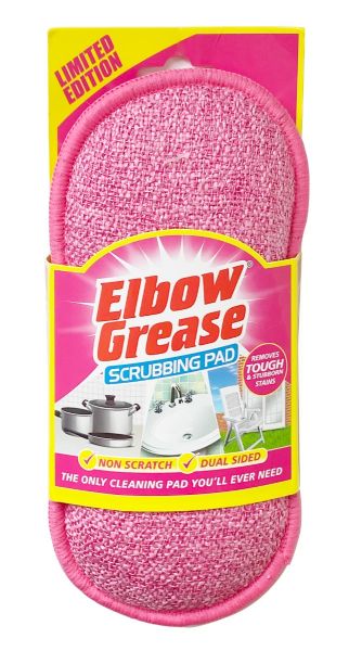 Elbow Grease Dual Sided Pink Scrubbing Pad - 18.5 x 9.5 x 2.5cm 