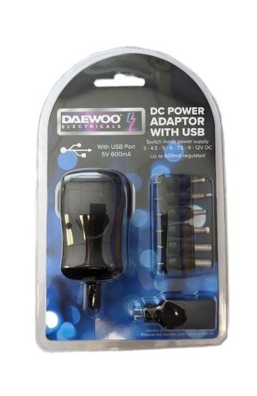 Daewoo Dc Power Adaptor With Usb Port - 600Ma