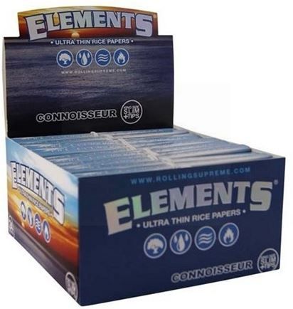 Elements Ultra Thin Rice Cigarette Papers - Connoisseur - King Size Slim + Tips - Box Of 24