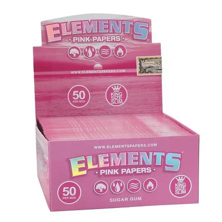 Elements Pink Papers with Sugar Gum - King Size Slim - Pack of 50