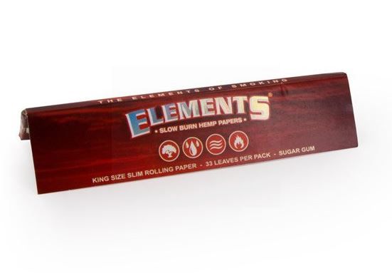 Elements Slow Burn Hemp Cigarette Papers - Kings Size Slim - 33 Leaves Per Pack - Box Of 50