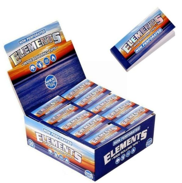 Elements Wide Cigarette Rolling Tips - Non-Perforated - Box Of 50