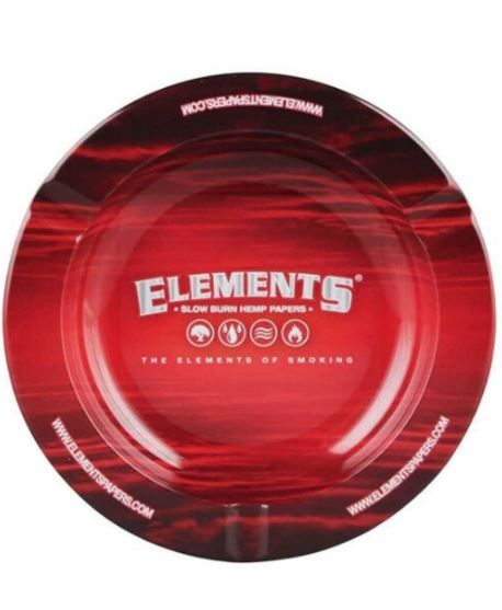 Small Elements Metal Round Ashtray - Red - 14cm
