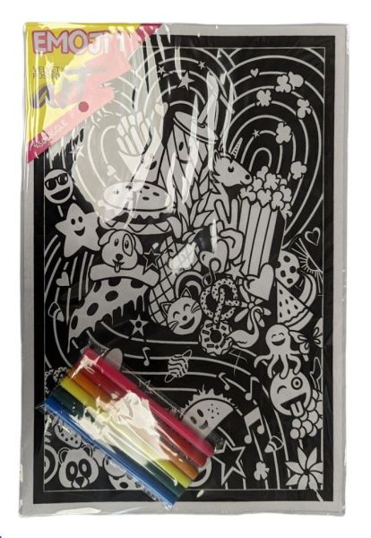 Velvet Poster Art with Assorted Coloured Pens - Emoji 1 - 38 x 25cm