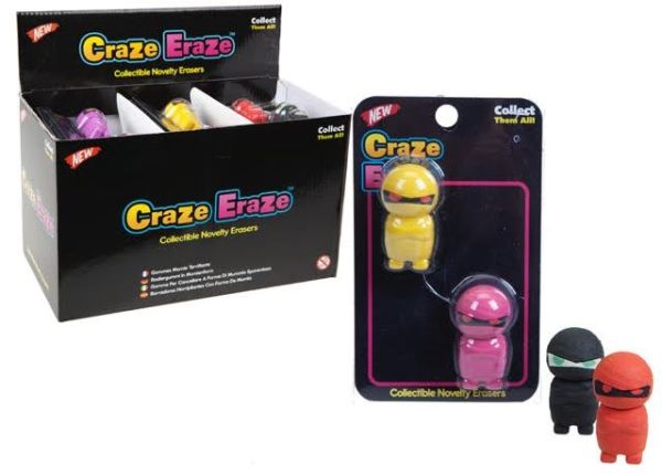 Craze Erase Horror Mummy Novelty Erasers Rubbers - Colours And Designs Vary - Pack Of 2
