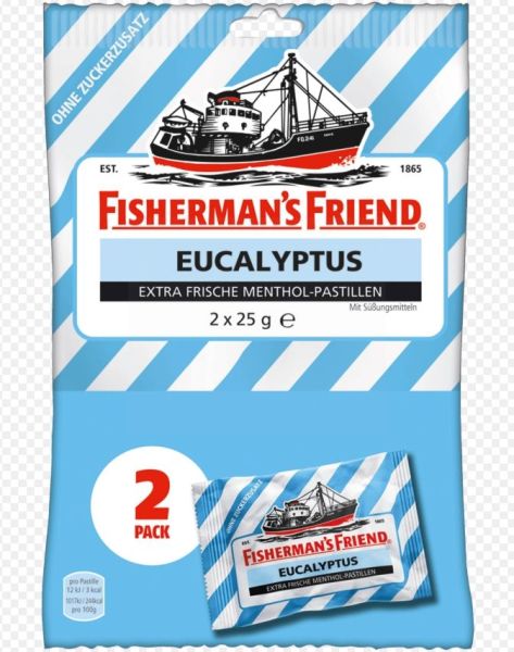 Fisherman's Friend - Eucalyptus - Extra Frische Menthol - Pastillen - 2 x 25 Grams - Pack of 2