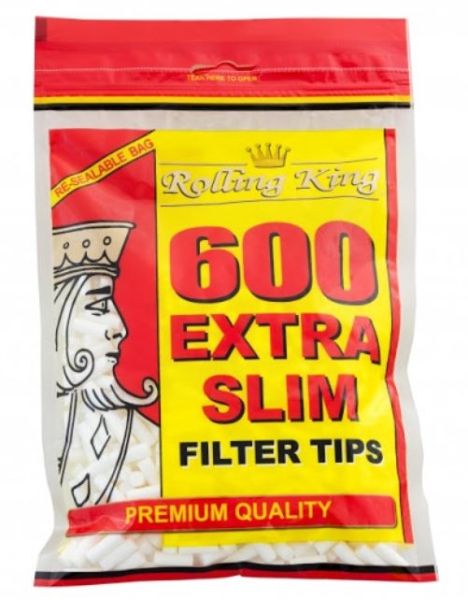 Rolling King Premium Quality Extra Slim Filter Tips - Pack of 600 Filter Tips
