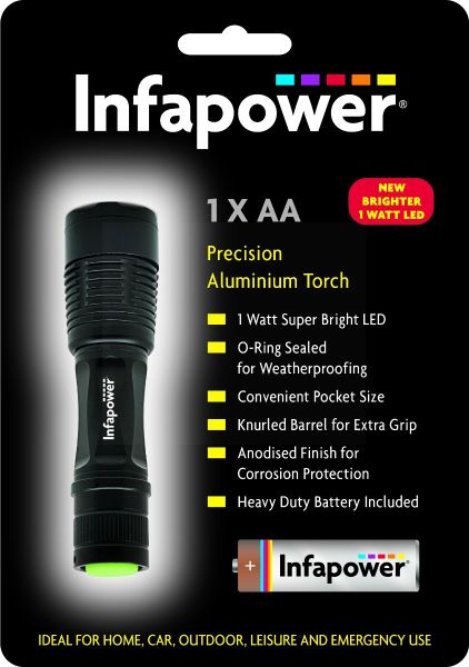 Infapower 1 x AA Precision Aluminium Torch - 1W