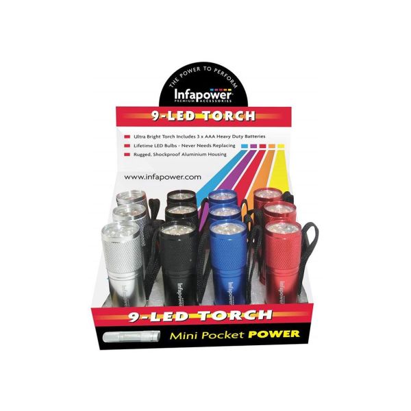 Infapower 9-LED Mini Pocket Power Torch - Assorted Colours